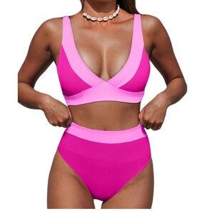 NWT Hilinker Bikini Swimsuits V Neck High Waisted 
2 Piece Size X-Large